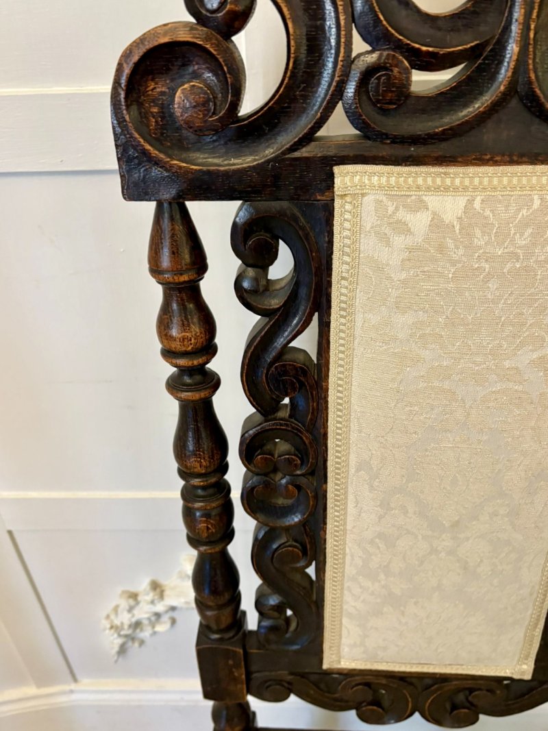 Antique Victorian Quality Set of 4 Carved Oak Dining Chairs